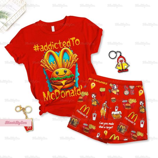 Discover Mcdonalds Pajama Set, Fast Food Fans Shirt, Funny Donald Holiday Pajamas, Fast Food Women Pajamas, Mcdonalds Lovers Gift