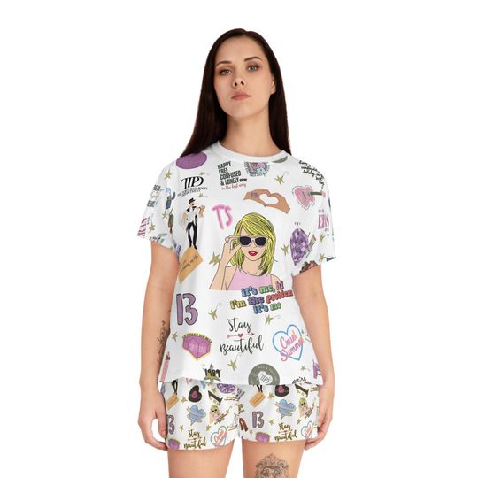 Discover Women and Girls Short Pajama Set  All Over Swiftee Inspired The Eras Concert Tour Print
