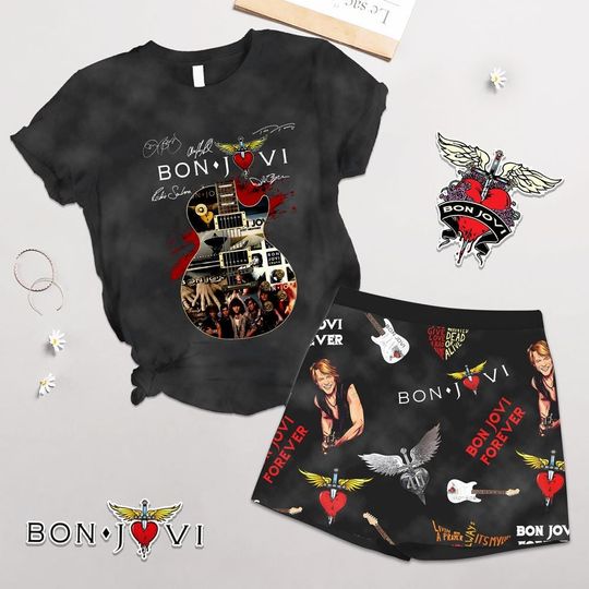 Bon Jovi Pajamas Set, Jon Bon Jovi Shirt, Bon Jovi 20oz Women Short, Bon Jovi Rock Band Shirt, Bon Jovi Merch, Rock Band Gift
