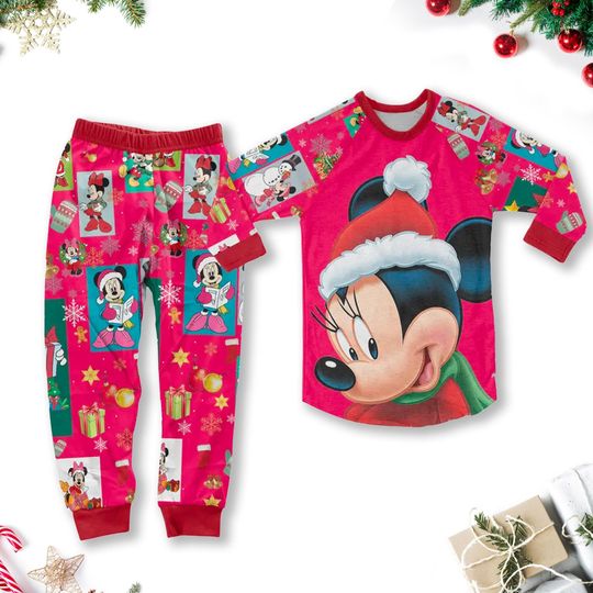 Discover Minnie Mouse Christmas Pajamas Set, Minnie Mouse Family Matching Shirt, Minnie Mouse Pyjamas, Christmas Party Gift, Magic Kingdom Shirt