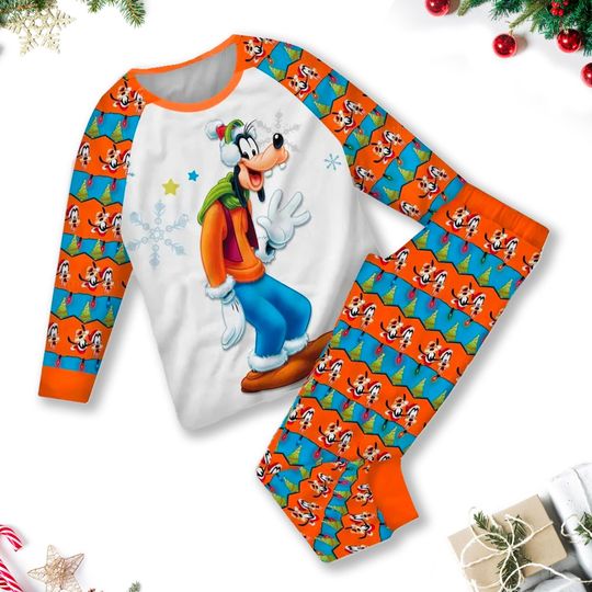 Christmas Goofy Pajamas Set, Goofy Pajamas Family Matching Shirt, Christmas Party Outfit, Cartoon Dog Shirt, Magic Kingdom Shirt