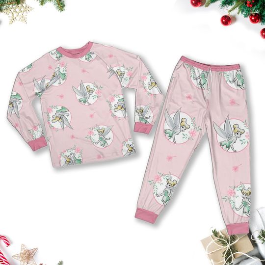 Tinkerbell Pajamas Set, Peter Pan Pajamas, Tinkerbell Merry Xmas Pajamas Gift, Tinkerbell Christmas Party Shirt, Magic Kingdom Shirt