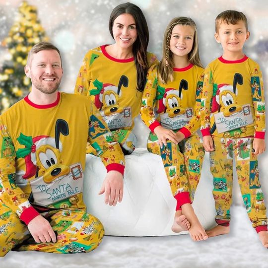 Pluto Christmas Pajama Set, Pluto Pyjamas Gift For Family, Pluto Shirt, Cartoon Christmas Family Matching Shirt, Magic Kingdom T-Shirt