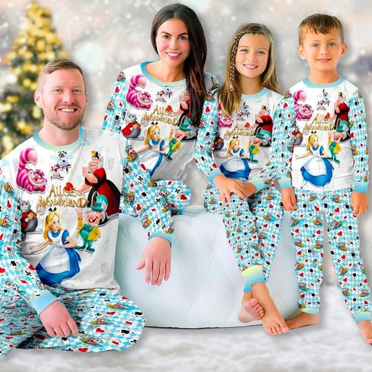 Alice in Wonderland Pajamas, Alice Christmas Pajamas Set, Alice Family Matching Pyjamas, Christmas Party Gift, Magic Kingdom Shirt