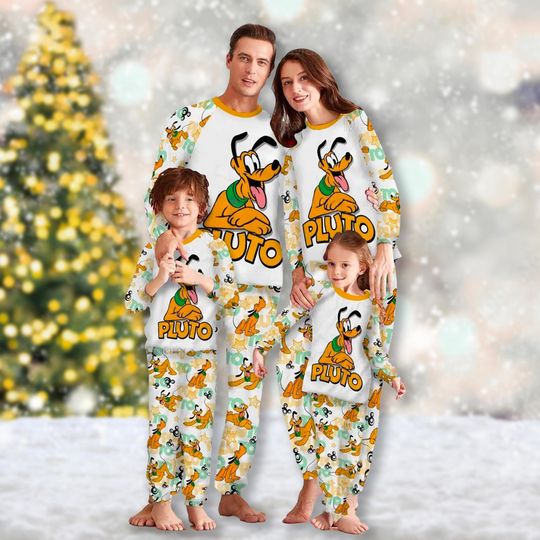 Discover Christmas Pluto Dog Pajamas Set, Pluto Dog Family Matching Pajamas, Pluto Cartoon Christmas Party Gift, Magic Kingdom Shirt For Family