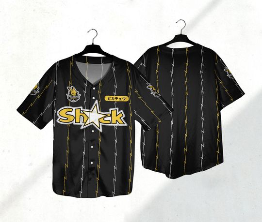 Discover Pika Baseball Jersey Shirt Pika Jersey Japanese Anime Baseball Jersey Shirt Gifts