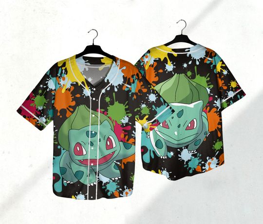 Bulbasaur Baseball Jersey Shirt Baseball Team Shirt Bulbasaur Jersey Gift