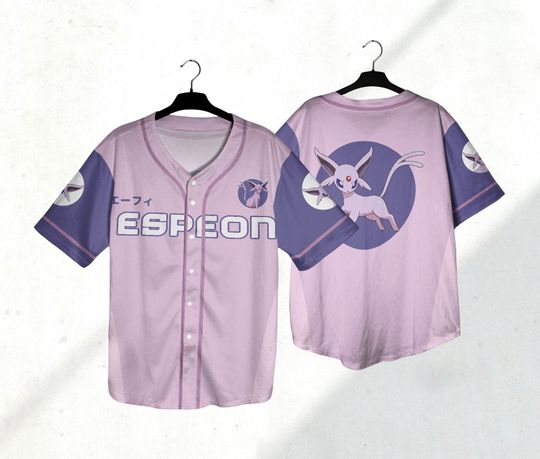 Espeon Baseball Jersey Shirt Japanese Anime Baseball Jersey Shirt Espeon Gifts