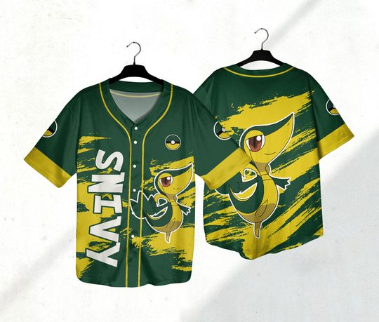 Discover Snivy Baseball Jersey Shirt Japanese Anime Baseball Jersey Shirt Gifts