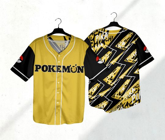 Discover Pika Baseball Jersey Shirt Japanese Anime Baseball Jersey Shirt Gift