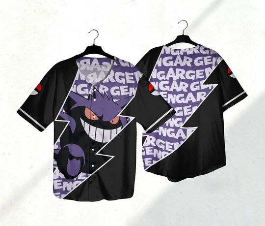 Gengar Baseball Jersey Shirt Japanese Anime Baseball Jersey Shirt Gengar Jersey Gifts