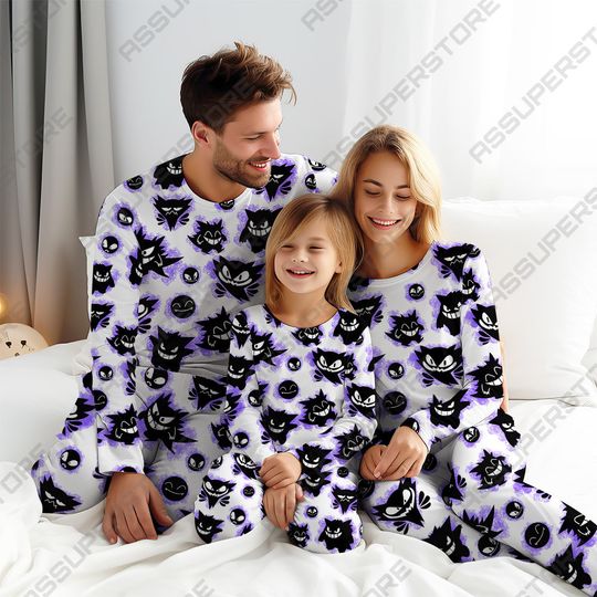 Discover Gengar Pajamas Set Japanese Anime Ghost Family Pajamas Gift