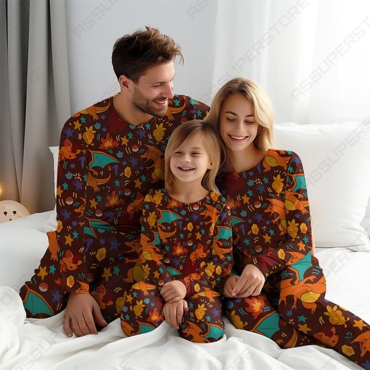 Charizard Fire Pajamas Family Charmander Pajamas Set Japanese Anime Pajamas Set Gift