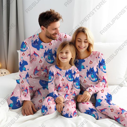 Charizard Pajama Set Pink Charizard Fire Pajama Cute Anime Gift