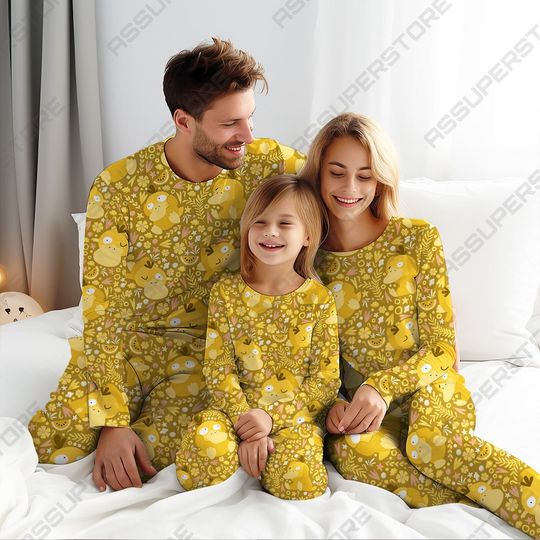 Discover Psyduck Pajamas Cute Family Pajamas Set Anime Couple Pajamas Cute Psyduck Pajamas Set Gift