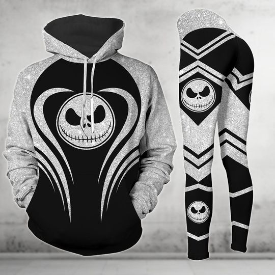 Discover Jack Skellington Glitter Faux Hoodie And Leggings, Disney Movie Shirt, Nightmare Before Christmas Hoodie, Disneyworld Shirt, Disneyland