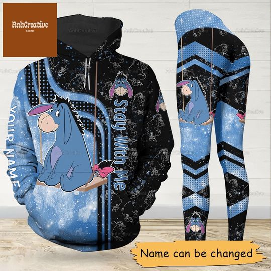 Disney Eeyore Hoodie And Leggings, Custom Winnie The Pooh Hoodie, Eeyore Donkey Hoodie, Cartoon Leggings For Women,Gift For Him Her Men