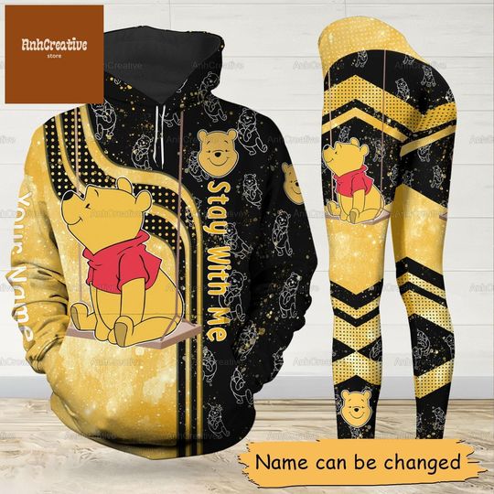 Discover Disney Pooh Bear Hoodie And Leggings, Custom Winnie The Pooh Hoodie, Pooh Cartoon Hoodie, Leggings For Women, Gifts For Him Her Men