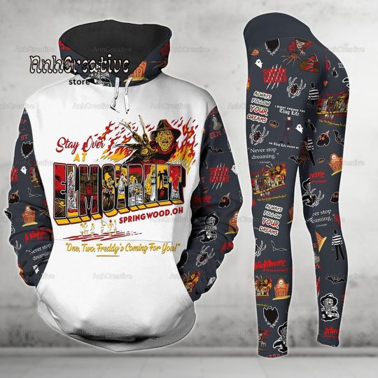 Freddy Krueger Hoodie And Leggings, Halloween Movie Shirt, Women Leggings, Nightmare Elm Street Shirt, Scary Movie Hoodie For Men Women