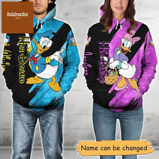 Custom Donald And Daisy Couple Hoodie, Disney Movie Matching Hoodie, His And Her Hoodie, Donald Duck Shirt, Couple Gifts For Her Him