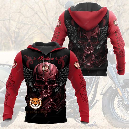 Discover Skull Motorcycle Hoodie, Indian Motors Shirt, Gift For Bikes Lover, Gift For Boyfriends, Racing Hoodie Men