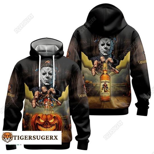 Discover Halloween Captain Morgan Hoodie, Michael Myers Hoodie, Rum Morgan Horror Shirt, Pumpkin Halloween, Spooky Season Gifts, Drink Shirt