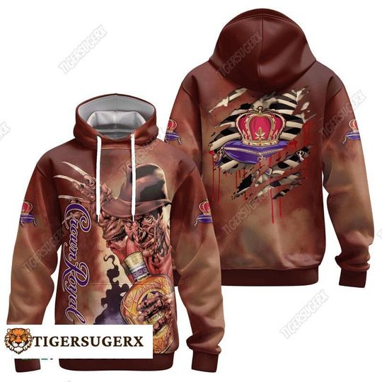 Halloween Crown Royal Hoodie, Freddy Krueger Hoodie, Whisky Horror Shirt, Spooky Season Gifts, Crown Royal Horror Shirt Gifts For Him
