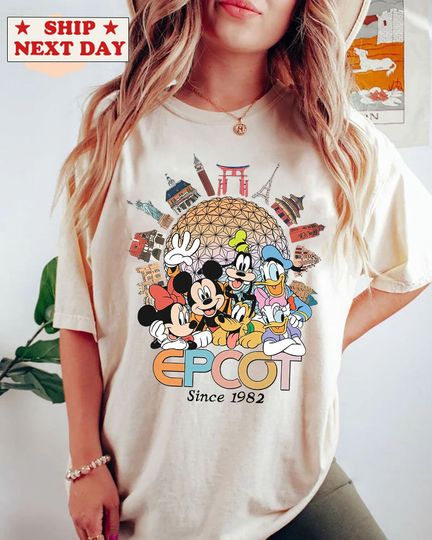Discover Vintage Epcot Shirt, Epcot Since 1982 Shirt, World Traveler Shirt, Mickey and Friends Shirt, Retro Dis-neyland Shirts