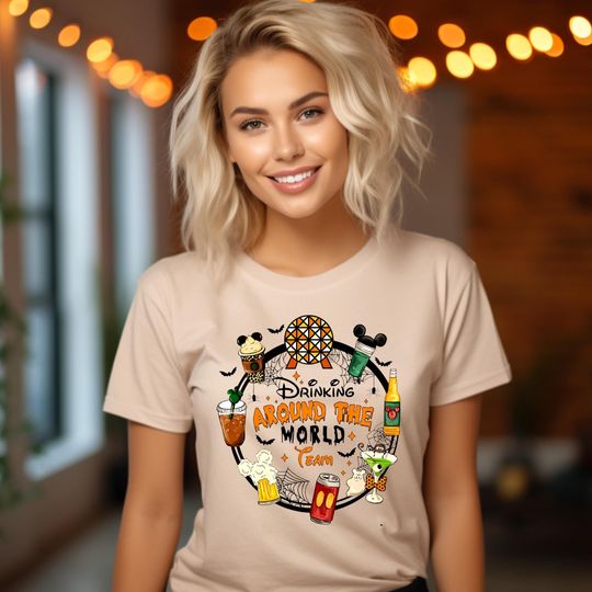 Discover Halloween Drinking Around The World Team Shirt, Mickey And Friends Halloween Shirt, Disney Drinking Team Tee, Halloween Epcot Food And Wine