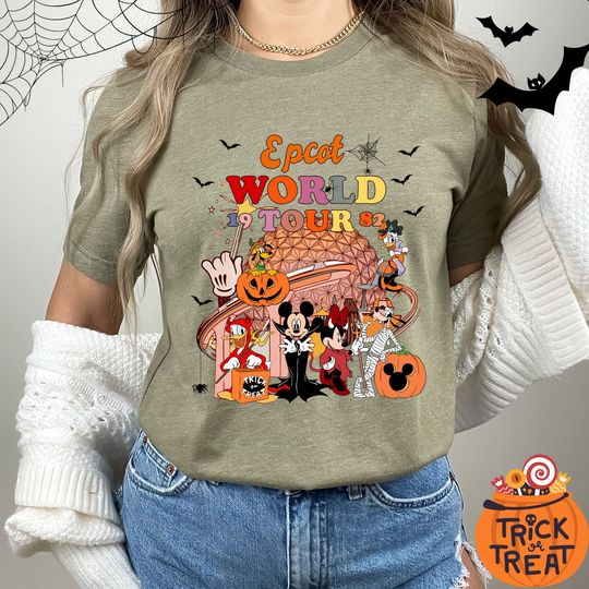 Discover Disney Epcot World Tour Halloween Shirt, Disney Halloween Trip Shirt, Disney Mickey Mouse and Friends Halloween Themed Shirt, Epcot Shirt