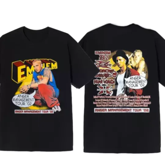 Discover Eminem Shirt Mens Graphic 2002 Anger Management Tour Cotton Retro Tshirt new