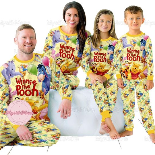 Winnie The Pooh Pajamas Family, Pooh And Friends Pajamas Set, Cute Pooh Shirt, Eeyore Set Of Pajamas, Disney Trip Shirt, Gift For Fan