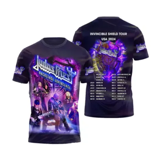 Judas Priest Backstage Experience Invincible Tour 2024 Music 3D T-Shirt