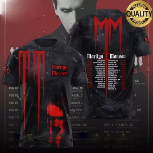 Marilyn Manson Summer 2024 US Tour 3D Unisex T-shirt For Men Women