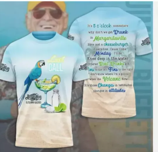 Jimmy Buffett 3D T-Shirt Short Sleeves Gift For Men Women All Sizes