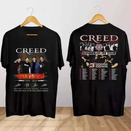 Discover Creed 2024 Tour Summer of ’99 Tour T Shirt, Creed Band Shirt