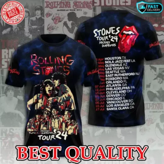 Discover The Rolling Stones Hackney Diamonds Tour 2024 All Over Print T-Shirt