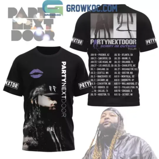 Discover Party Next Door Sorry I’m Outside Tour 2024 T-Shirt