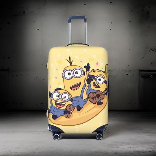 Minion Luggage Cover  Stylish and Protective Suitcase Cover | Minion Banana-Themed Design | Stretchable and Durable