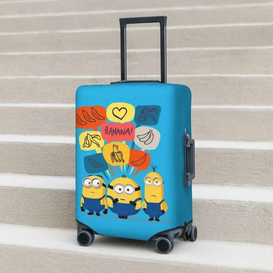 Minion Luggage Cover  Stylish and Protective Suitcase Cover | Minion Banana-Themed Design | Stretchable and Durable