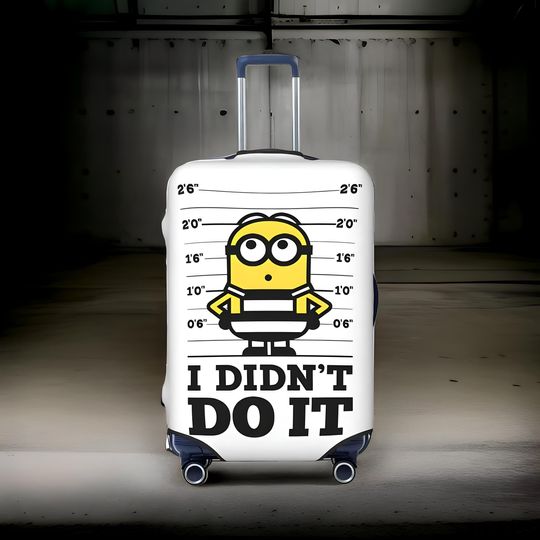 Minion 'I Didnt Do It' Luggage Cover  Fun and Quirky Travel Suitcase Cover | Stretchable and Protective