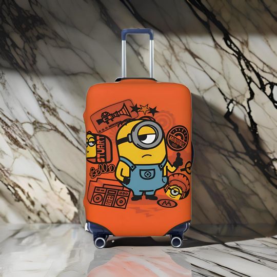 Cool and Bold Minion-Themed Luggage Cover  Playful Travel Suitcase Cover | Stretchable and Durable