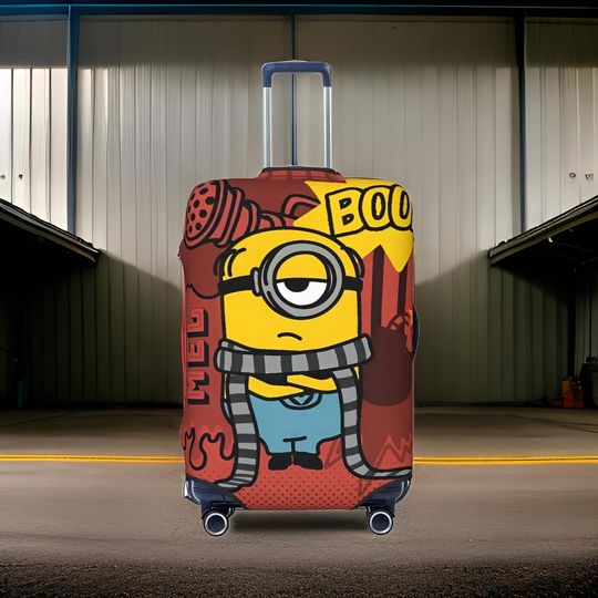 Cool and Bold Minion-Themed Luggage Cover  Playful Travel Suitcase Cover | Stretchable and Durable