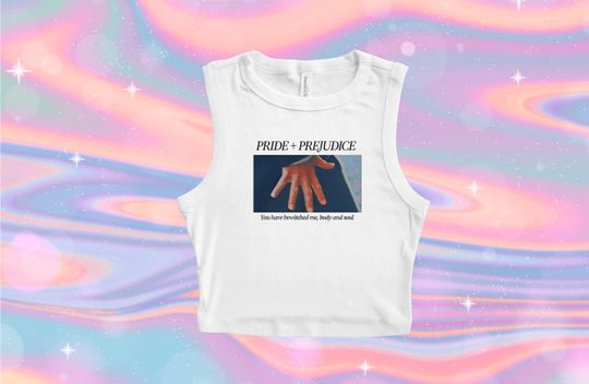 Pride Prejudice Baby Tee, Pemberley Crop Tank, Society Headstrong 90s