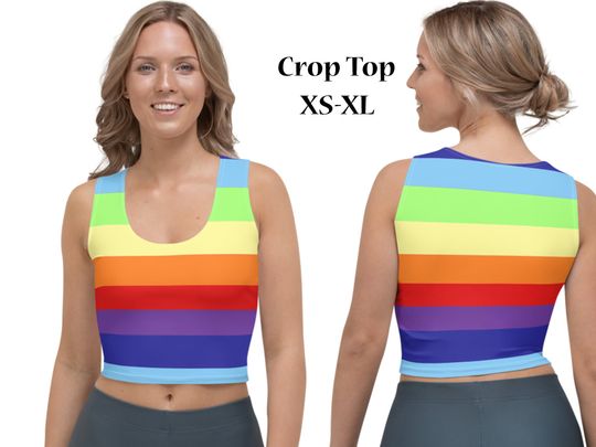 Discover Striped Rainbow Crop Top Women Workout LGBT Pride Gay Tank Shirt