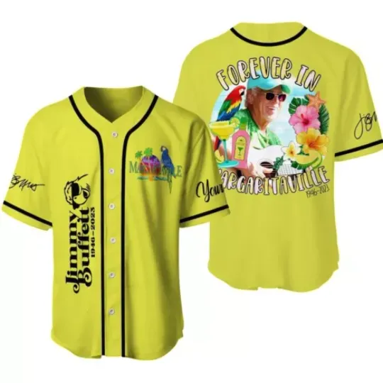 Jimmy Buffett Forever In Margaritaville Lover 3D Printed Baseball Jersey Shirt