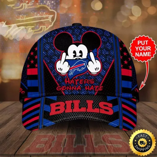 Discover Buffalo Bills Mickey Mouse Haters Gonna Hate All Over Print 3D Baseball Cap