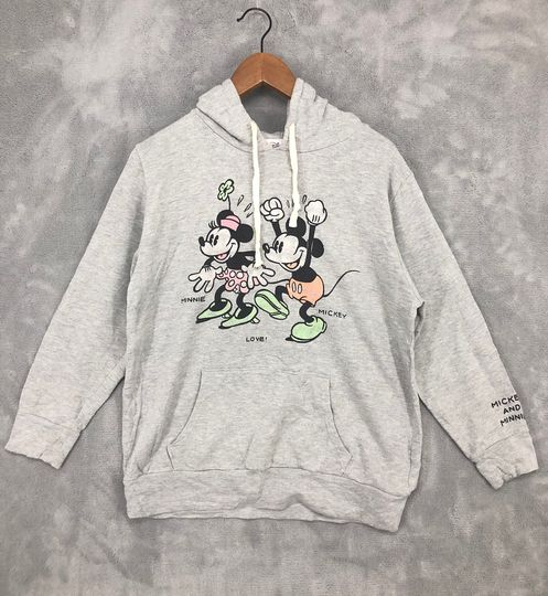 Discover Vintage Disney Mickey Minnie Mouse Hoodie Women Gray Mickey Hoodie