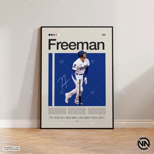 Discover Freddie Freeman Poster, LA Dodgers Poster, Baseball Prints, Sports Poster, Baseball Player Gift, Baseball Wall Art, Sports Bedroom Posters
