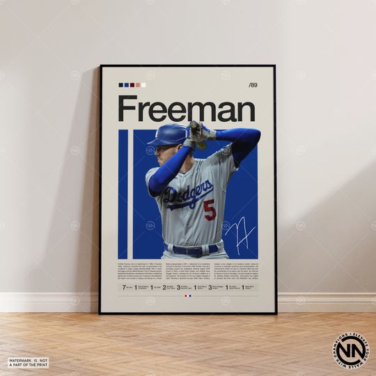 Discover Freddie Freeman Poster, LA Dodgers Poster, Baseball Prints, Sports Poster, Baseball Player Gift, Baseball Wall Art, Sports Bedroom Posters